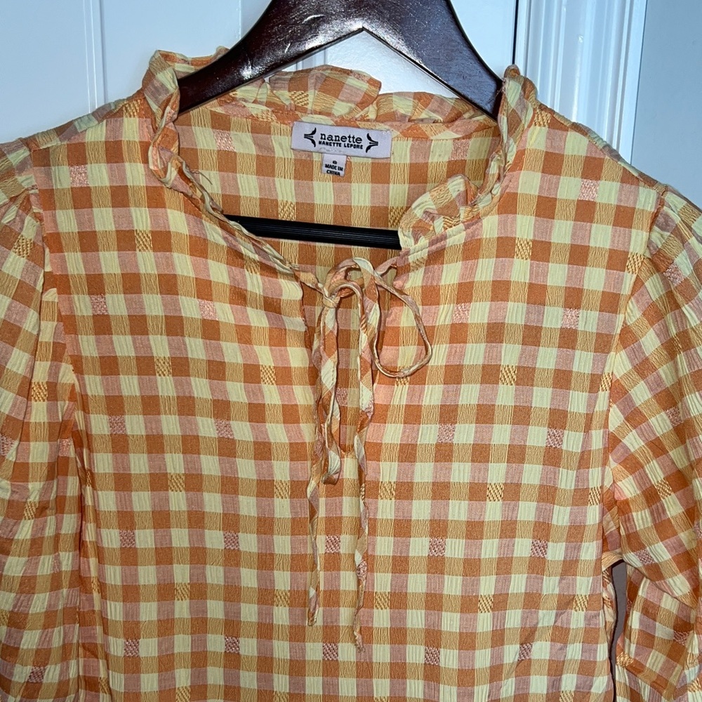 Nanette Lepore Orange Gingham Dress - Picture 7 of 9